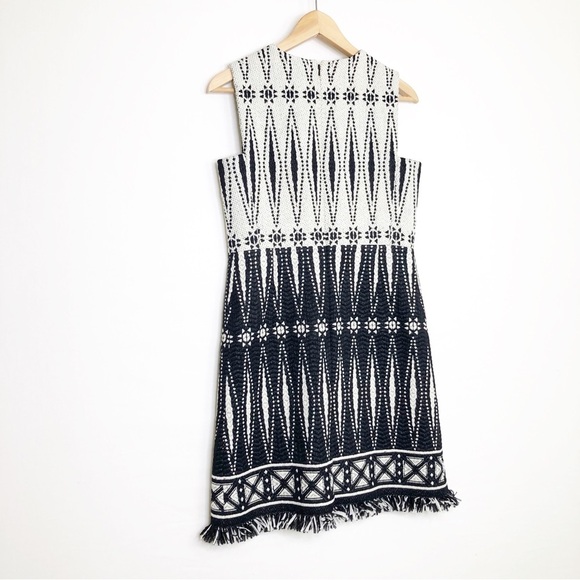 Tory Burch, black/ivory tweed Savora fringed dress - Picture 6 of 13